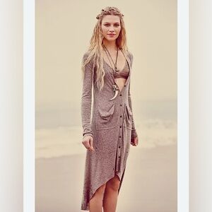 Free People Ribbed Up Maxi Cardigan medium